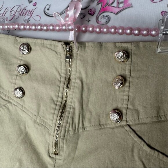 Seduction shorts buttons nautical tan gold high waist stretchy classy luxe - Picture 3 of 5